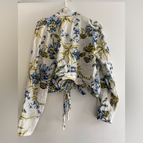 Joie Floral Front Tie Linen Blouse Size XL - Picture 3 of 3